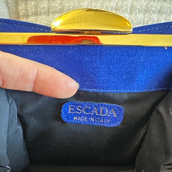 ESCADA - Indigo / Royal Blue Purse Clutch Handbag Crossbody - Gold Detail - Picture 5 of 14